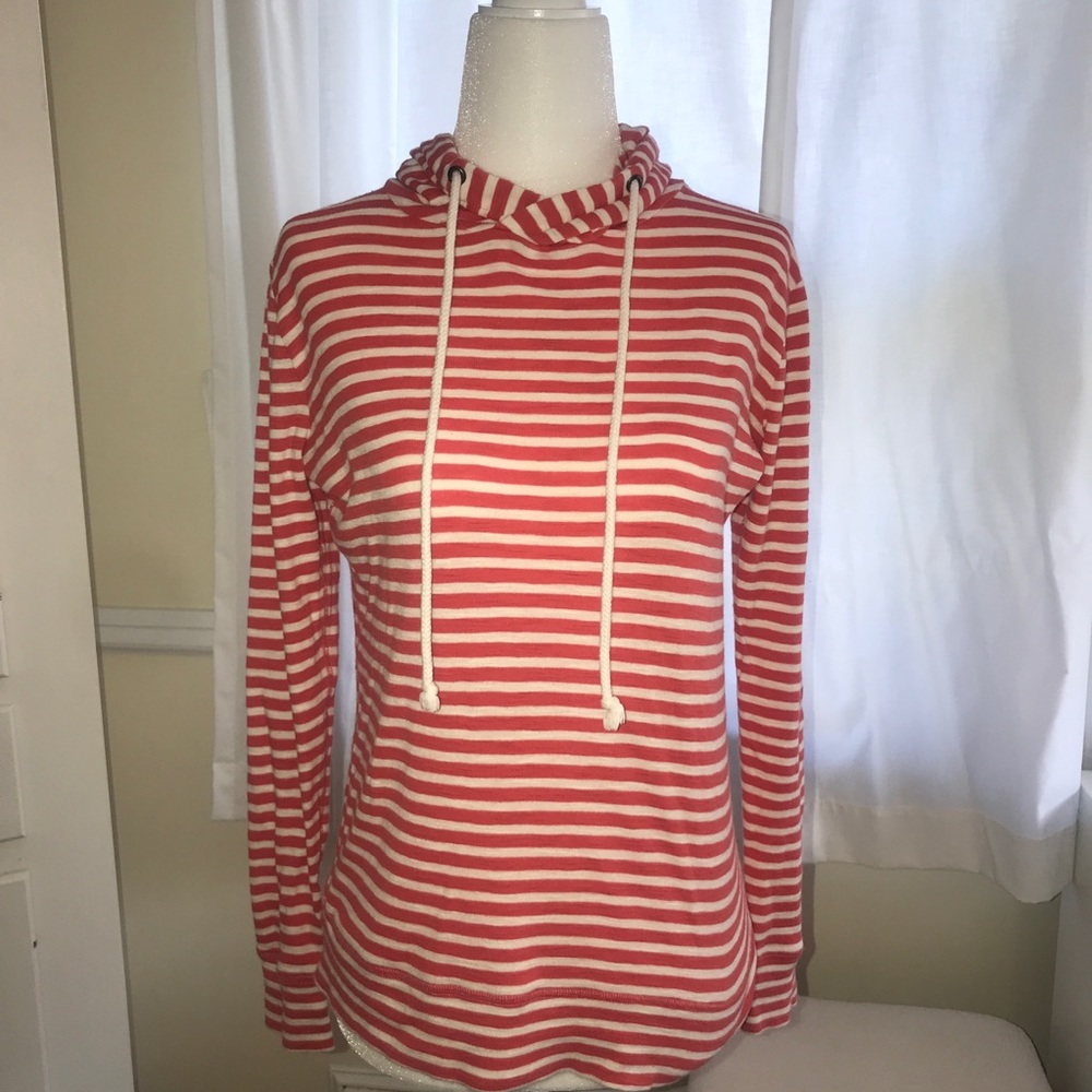 EUC J. Crew Red Striped Hoodie - Picture 2 of 6